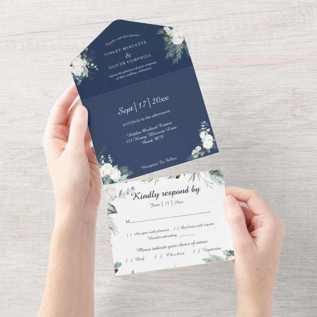 Eucalyptus Cotton | Marinho Moderno RSVP Branco (Tearaway)