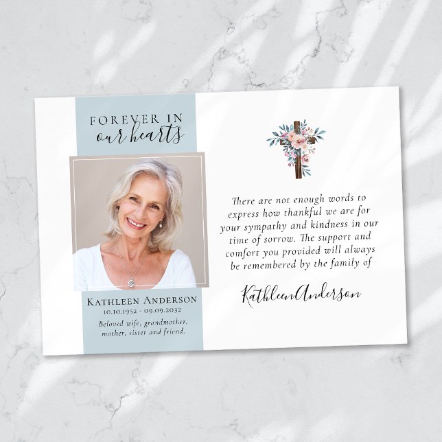 Eucalyptus Cross Photo Funeral Obrigado Cartões (Criador carregado)