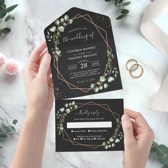 Eucalyptus Deixa Casamento Geométrico Dourado (Criador carregado)