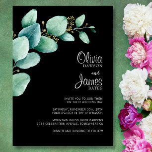 Eucalyptus deixa convite para casamento negro