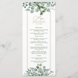 Eucalyptus deixa Dourado menu de casamento verde s