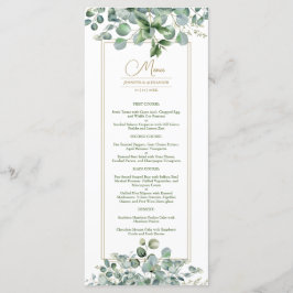 Eucalyptus deixa Dourado menu de casamento verde s