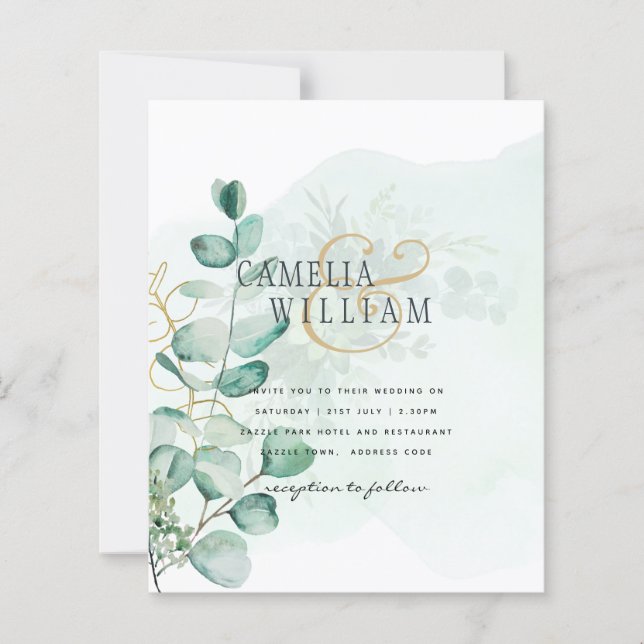 Eucalyptus deixa verde-casamento CÓDIGO QR moderno (Frente)