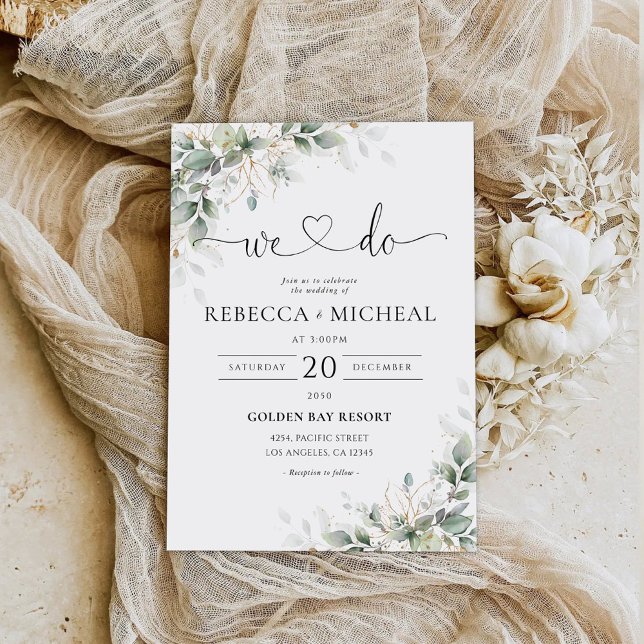 Eucalyptus Dourado Floral Greenery Convite (Criador carregado)