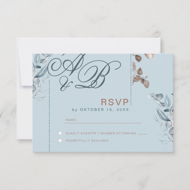 Eucalyptus Dourado Glitter - RSVP 2 de Casamento V (Frente)