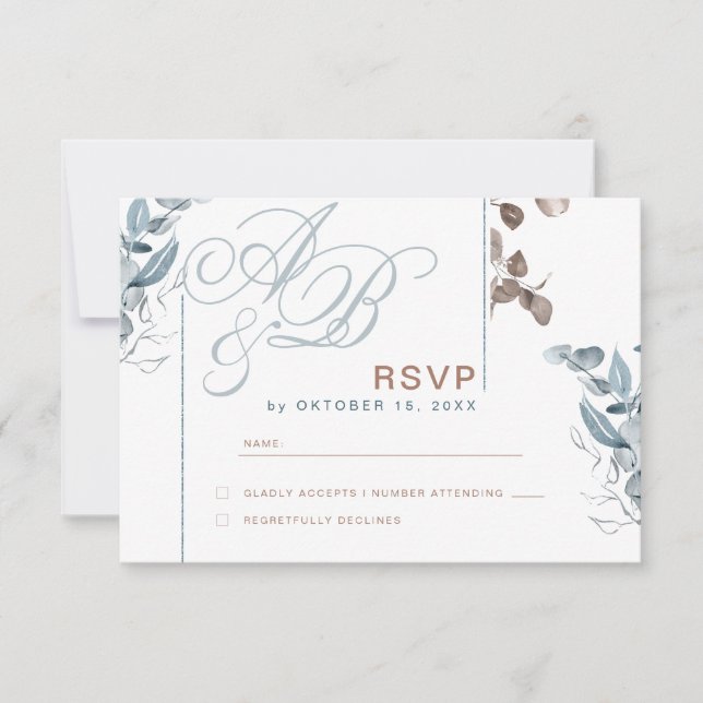 Eucalyptus Dourado Glitter - RSVP 3 de Casamento V (Frente)