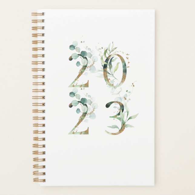 Eucalyptus Dourado Greenery 2023 Agenda Chic Elega (Frente)