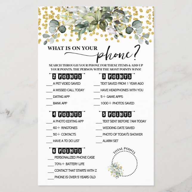 Eucalyptus Dourado O que há no Cartão de Jogo de C (Frente)