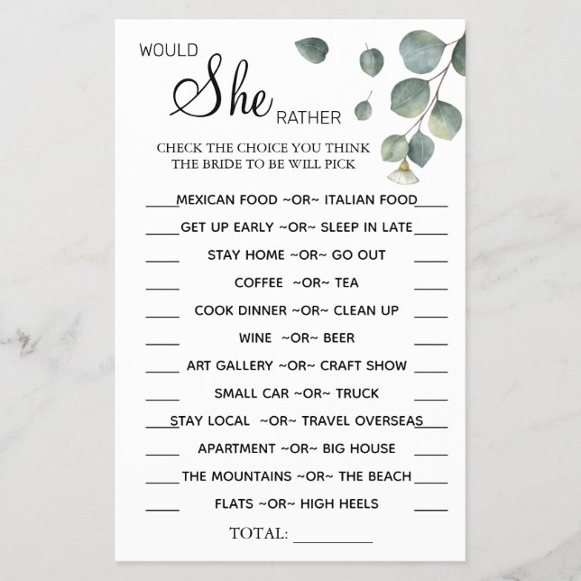 Eucalyptus Ela Preferencialmente cartão de chá (Frente)