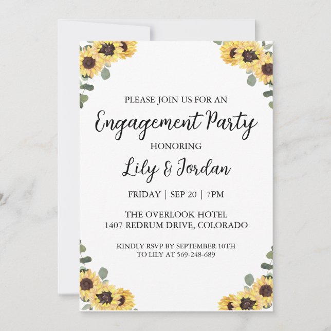 Eucalyptus em convites para festas de noivado (Frente)