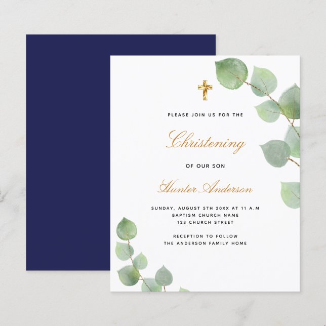 Eucalyptus - eucalipto - convite azul (Frente/Verso)