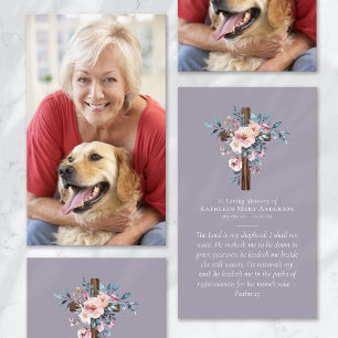 Eucalyptus Floral Cross Photo Memorial Prayer Card