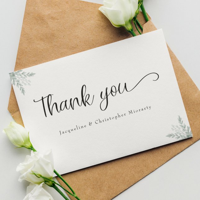 Eucalyptus Floral Watercolor Cartões de agradecime (Criador carregado)