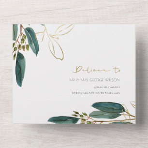 EUCALYPTUS FOLIAGE DOURADO VERDE WATERCOLOR DE CAM