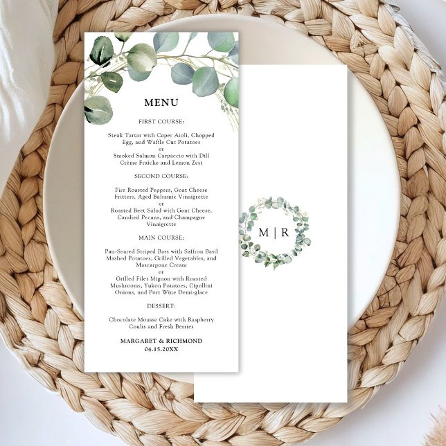 Eucalyptus Foliage Elegante Menu Casamento Verde (Criador carregado)