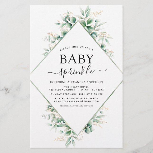 Eucalyptus Geométrico Chá de fraldas (Frente)