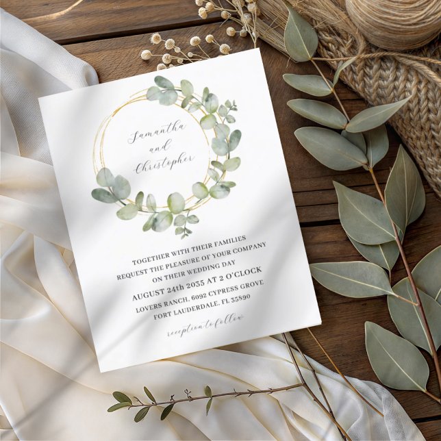 Eucalyptus Green e Dourado Casamento Wreath (Criador carregado)
