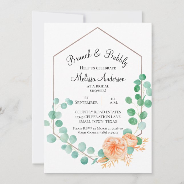 Eucalyptus Green Peach Bridal Brunch (Frente)