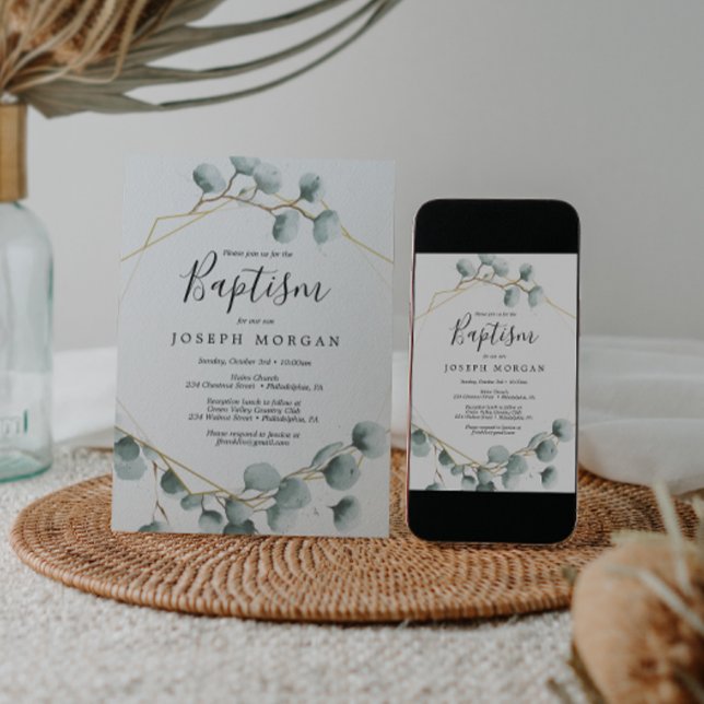 Eucalyptus Greenery Baptism Convite (Criador carregado)