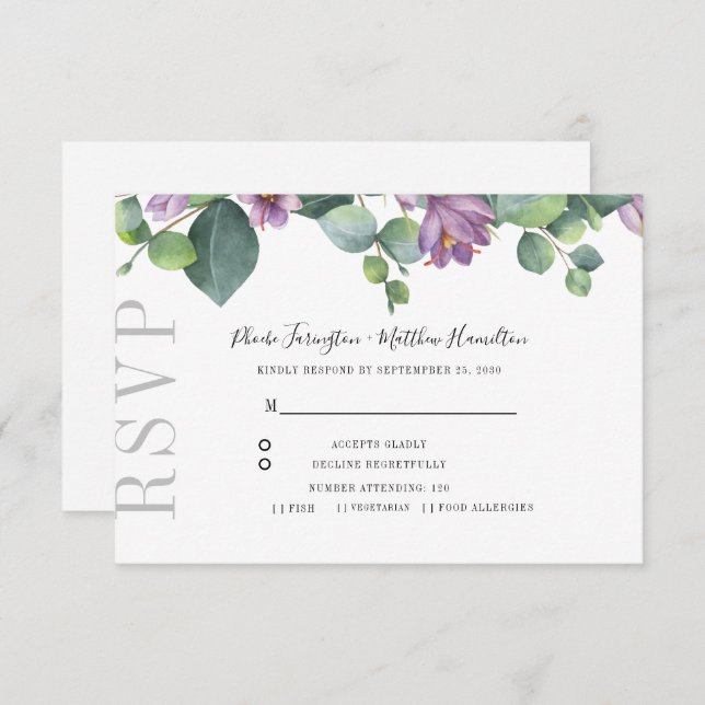 Eucalyptus Greenery Botanical Wedding RSVP (Frente/Verso)