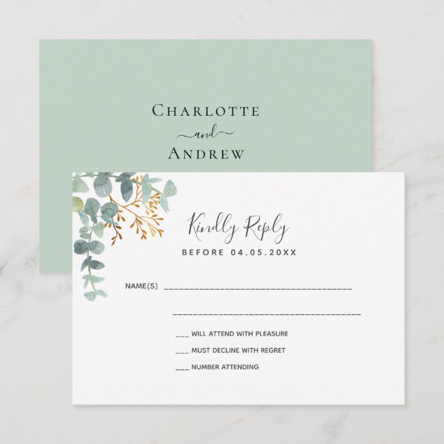 Eucalyptus greenery botânico RSVP (Frente/Verso)