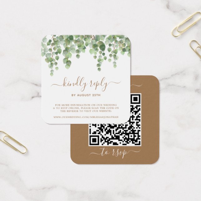 Eucalyptus Greenery Casamento Website QR Code RSVP (Escritótio)