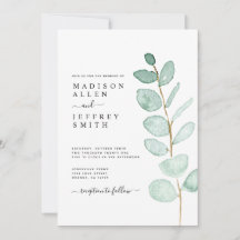 Eucalyptus Greenery Convite Caseiro Minimalista