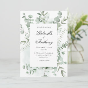 Eucalyptus Greenery Convites Modernos para Casamen