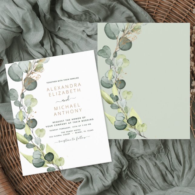 Eucalyptus Greenery Convites para Casamento (Criador carregado)