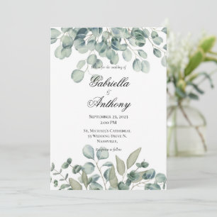 Eucalyptus Greenery Convites para Casamento Modern