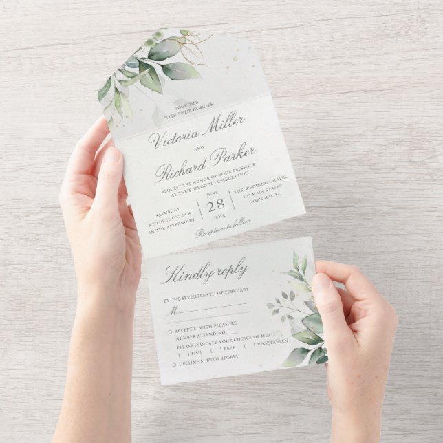 Eucalyptus Greenery Dourado Deixa Casamento Botâni (Aba destacável)