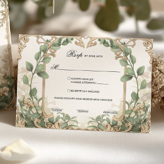 Eucalyptus Greenery Dourado Rsvp com Opções de Ref