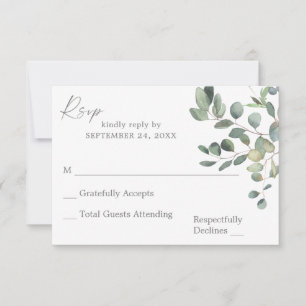 Eucalyptus Greenery Duo no Meal RSVP Card 3