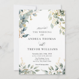 Eucalyptus Greenery e Dourados Convites para Casam