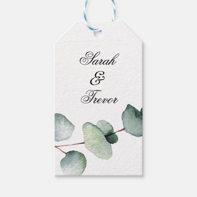 Eucalyptus Greenery - Etiqueta de Presente Elegant (Frente)