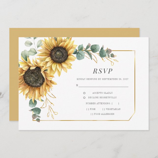 Eucalyptus Greenery Floral de Girassol Suculente (Frente/Verso)