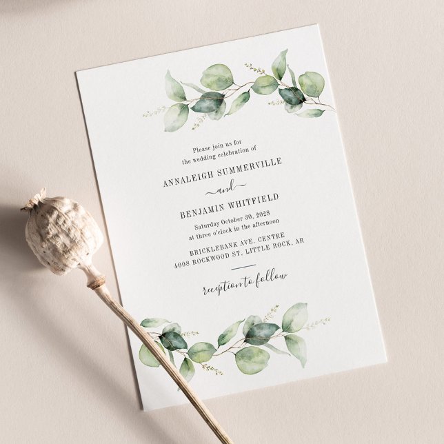 Eucalyptus Greenery Foliage Convite para Casamento (Eucalyptus Foliage Wedding Invitation)