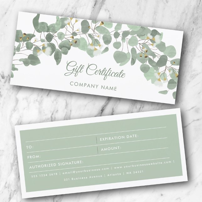 Eucalyptus Greenery Gum Blossoms Certificado de Of (Eucalyptus Greenery Gum Blossoms Gift Certificate)