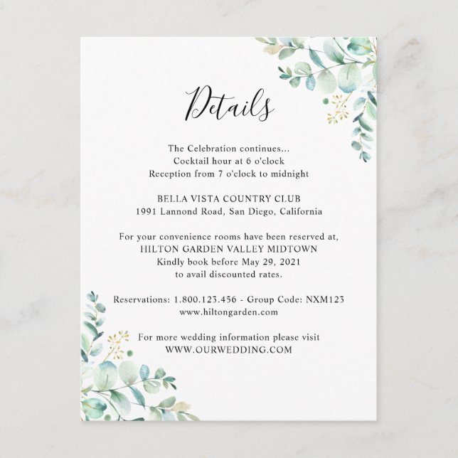 Eucalyptus Greenery Informação Convidada (Frente)