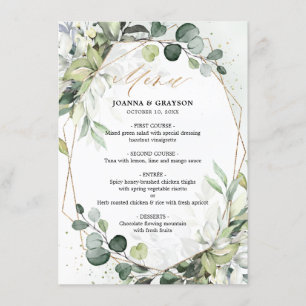 Eucalyptus Greenery moderno menu de casamento geom