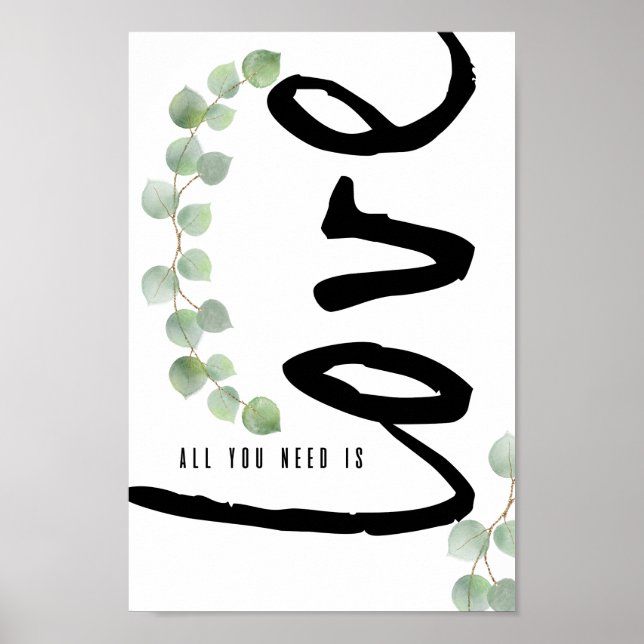 Eucalyptus Greenery Personalizado Poster do Amor (Frente)