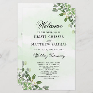 Eucalyptus Greenery Suculent Wedding Programs