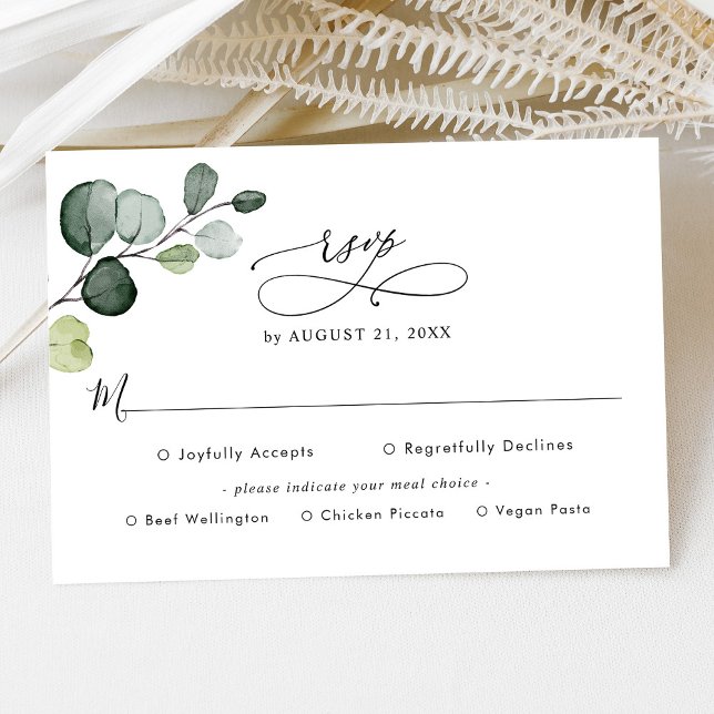 Eucalyptus Greenery Wedding Rsvp with Meal Options (Criador carregado)