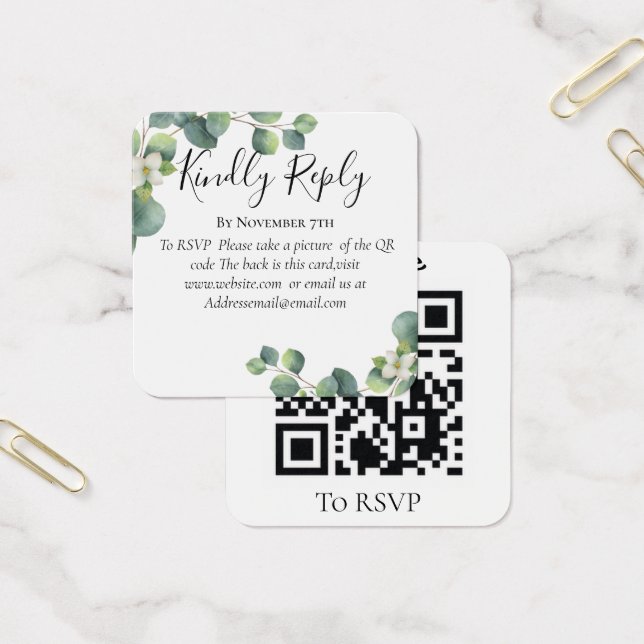 Eucalyptus greenery Weding Website QR Code RSVP (Escritótio)