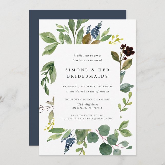 Eucalyptus Grove Bridesmaids Luncheon Convite (Frente/Verso)