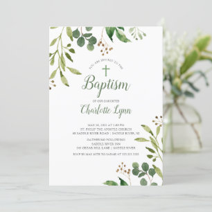 Eucalyptus Leaf Baptism Convite
