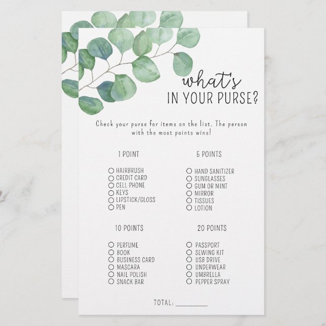 Eucalyptus - O que há no seu jogo de bolsa (Frente/Verso)