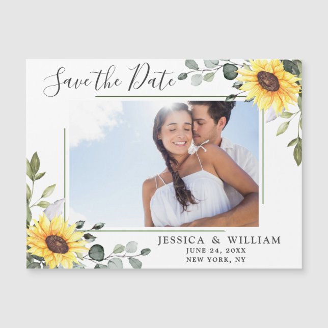 Eucalyptus PHOTO Save the Date Magnetic Card (A FO (Frente)