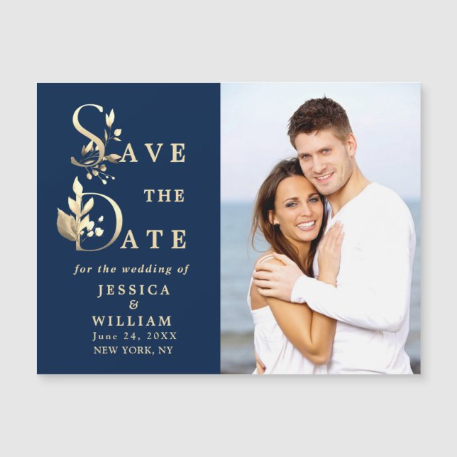 Eucalyptus PHOTO Save the Date Magnetic Card (A FO (Frente)