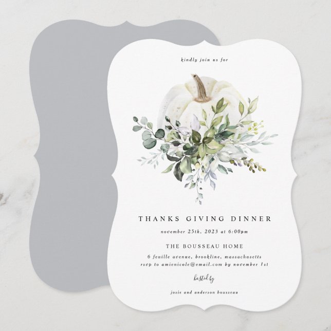 Eucalyptus Pumpkin Obrigados Convite (Frente/Verso)